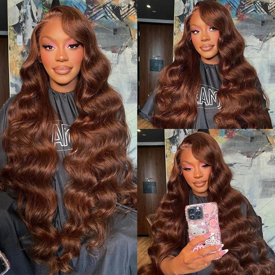 Front Lace Wavy Brown Wig - Human Hair Lace Front Wig
