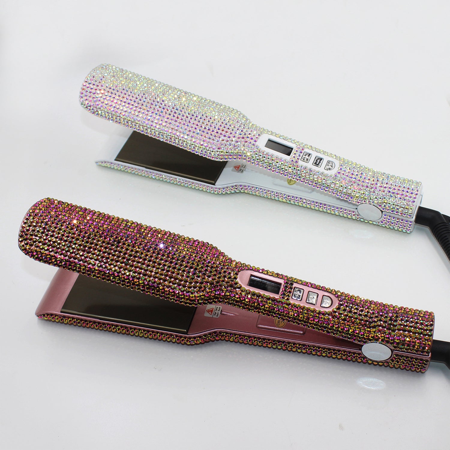 Wide Plate Rhinestone Hair Straightener - Titanium Flat Iron