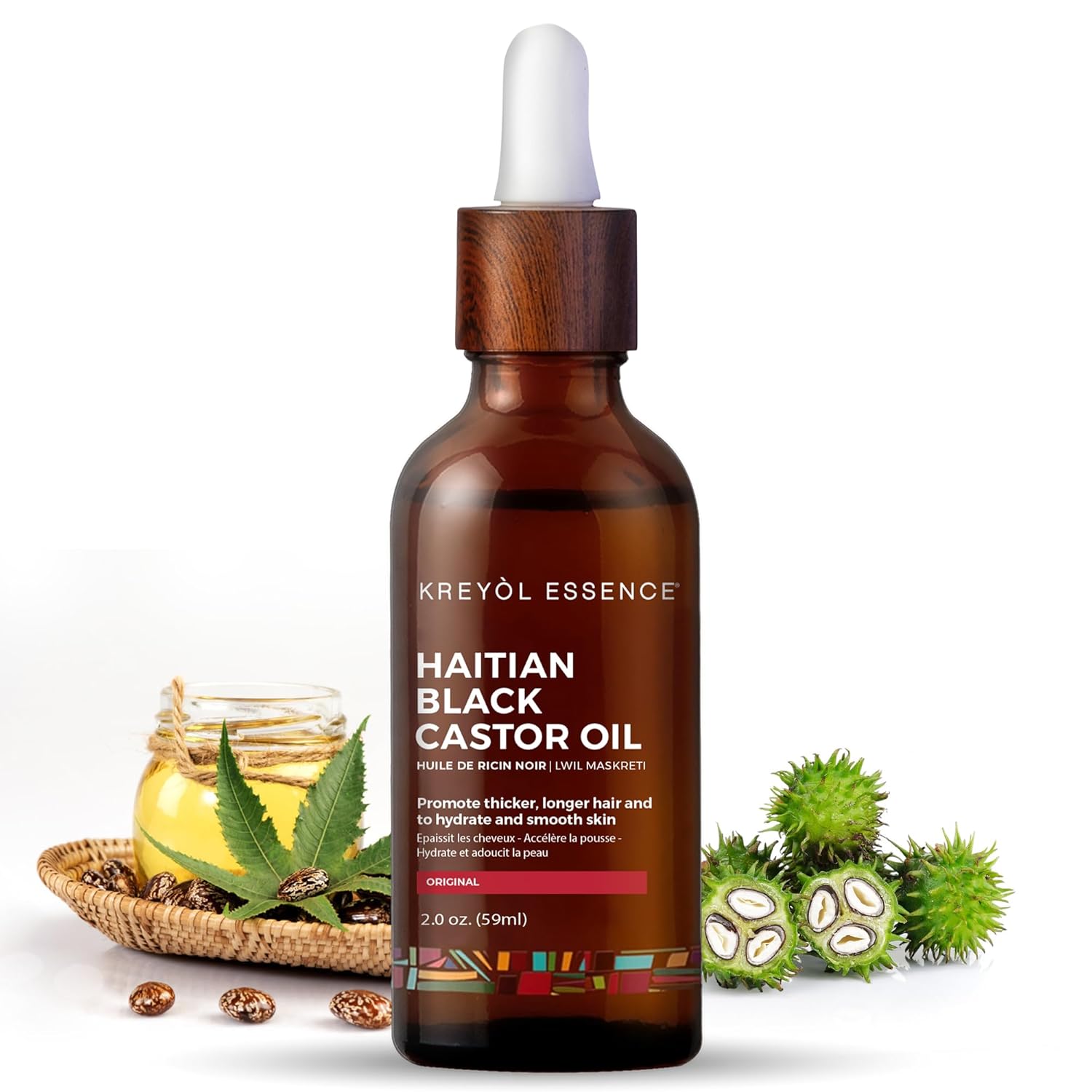 Kreyol Essence Original Haitian Black Castor Oil 2 oz – For Hair, Brows & Lashes
