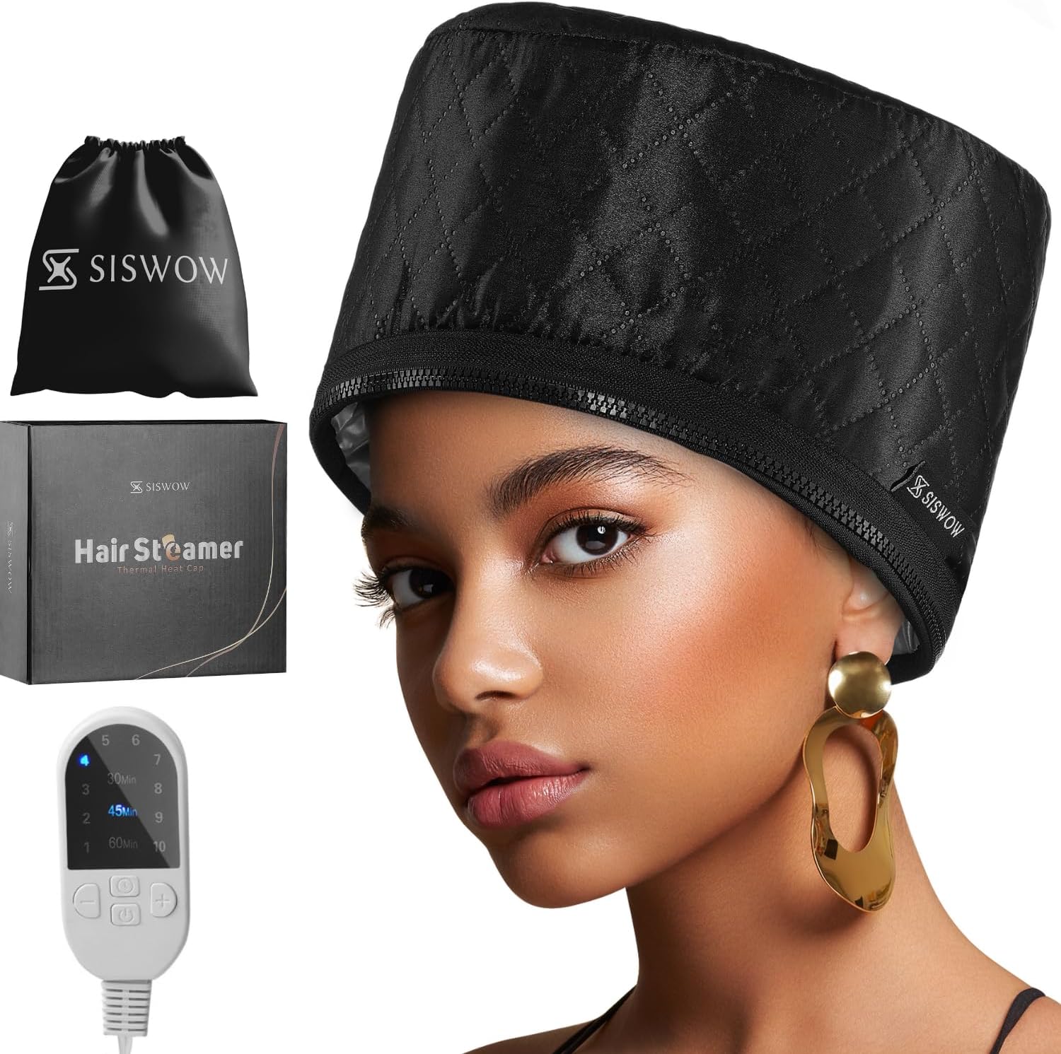 Thermal Heat Cap Hair Steamer for Natural Hair – 10-Level Heat Deep Conditioning Cap