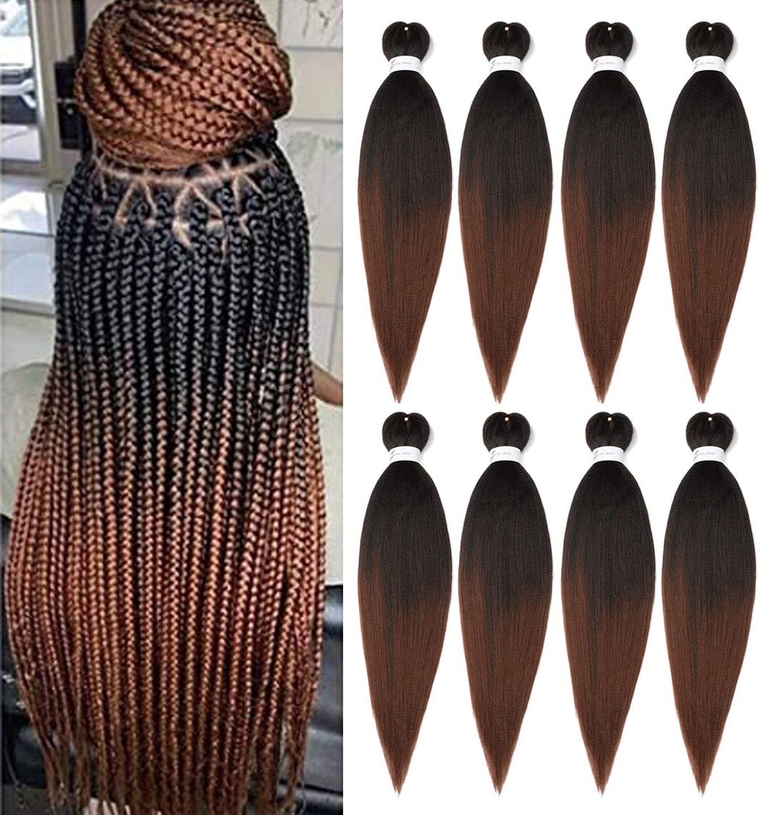 Pre-Stretched Braiding Hair 24 Inch – Ombre 1B/30 (8 Pack) Soft Yaki Texture