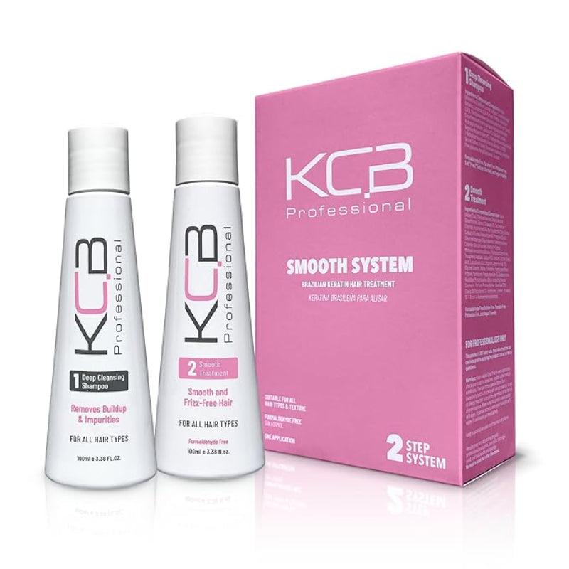 Smooth System Brazilian Keratin Hair Treatment – 2 Step Smoothing & Anti-Frizz Kit, Formaldehyde-Free, Complex Blowout Straightening for All Hair Types, 3.38 fl oz