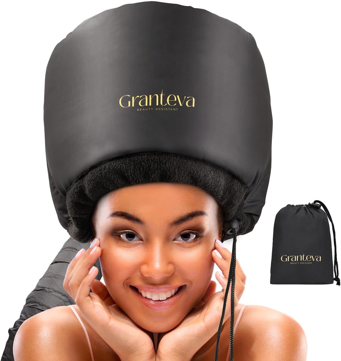 Hooded Hair Dryer Attachment with Headband – Portable Diffuser Cap for Curly Hair