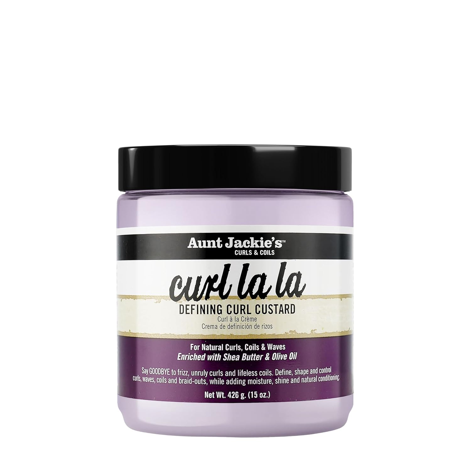 Aunt Jackie’s Curl La La Curl Defining Custard – Lightweight Curl Cream with Shea Butter & Olive Oil (15 oz)