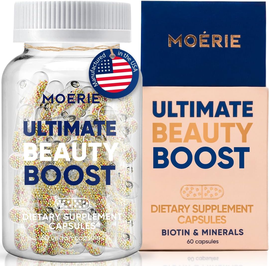 Moerie Ultimate Hair Boost Supplement for Women & Men – Hair, Skin & Nails Vitamins (60 Capsules)