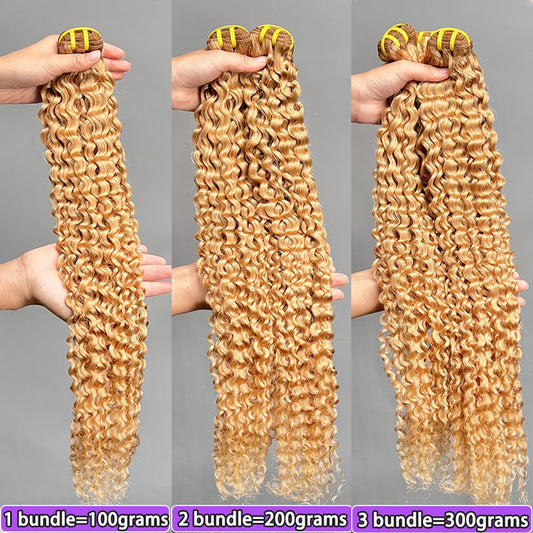 #27 Color Deep Curly Human Hair Bundles Double Weft 18-26 Inch 100% Vietnamese Hair Weave Extensions Raw Virgin Hair For Women