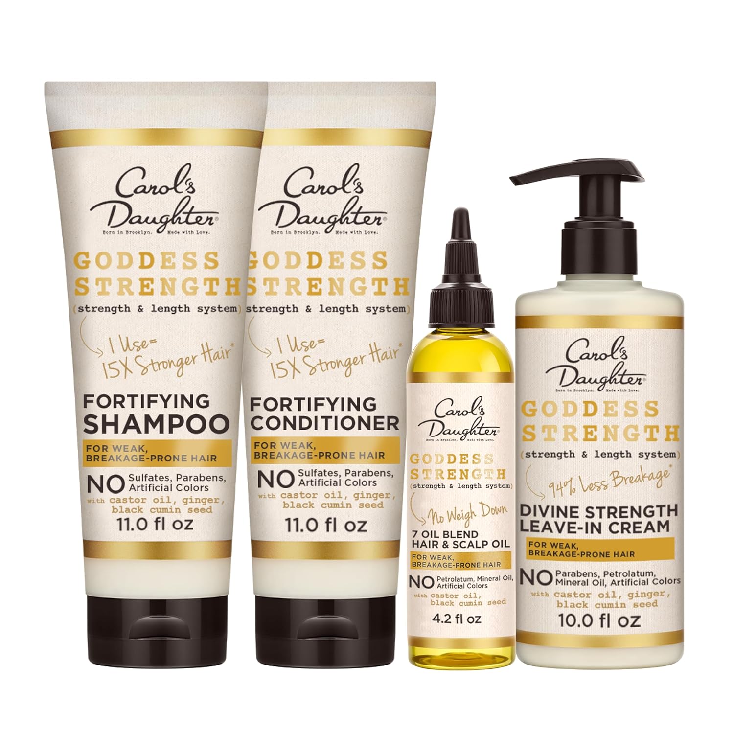 Carol’s Daughter Goddess Strength Hair Care Bundle – Shampoo, Conditioner, Leave‑In & Scalp Oil (4‑Piece Set)