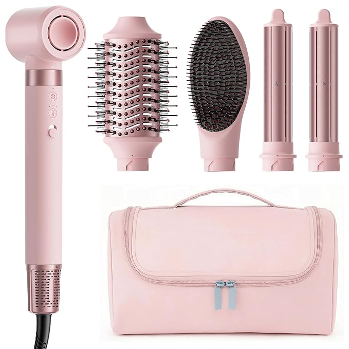 5 in 1 Hot Air Styler Wrap – High-Speed Hair Dryer & Volumizing Brush with Auto Curlers