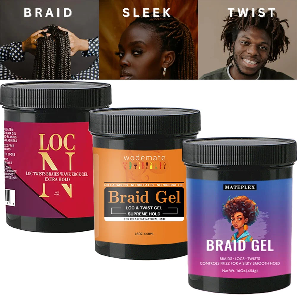 Braid Gel for Braids & Twists - Long Lasting Styling Control 16oz