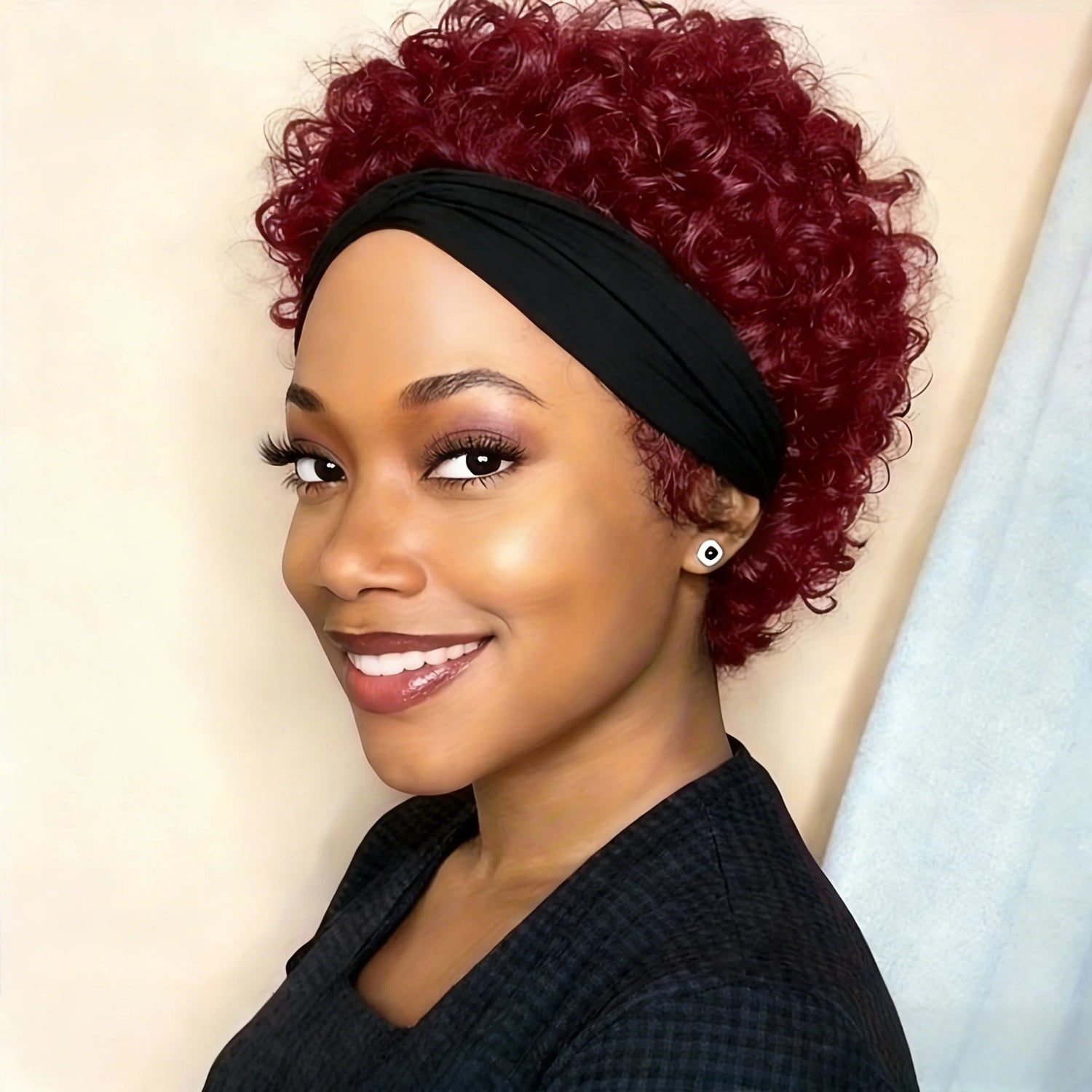 Headband Wig Human Hair Short Curly Wigs Pixie Cut Curly Wig Short Wigs For Women  Full Machine Made Wig