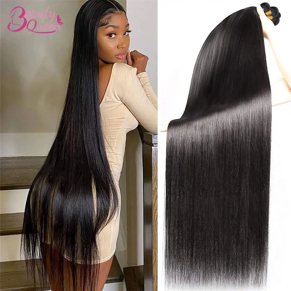 Brazilian Bundles Raw 100% Human Hair Bone Straight Hair Extensions Bulk For Braiding 14-32 Inch Bundles Double Weft Hair Weave