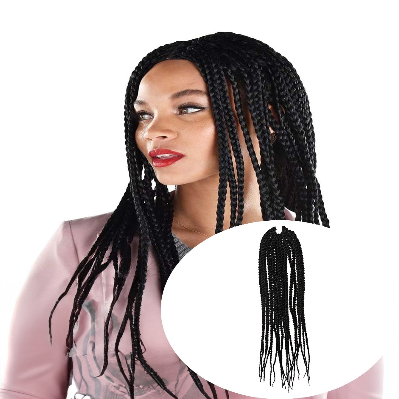 4X EZ SENEGALESE BRAID Long Crochet Braid Synthetic Hairstyle Black Burgundy Brown Ladies Box Braid Crochet Hair-16 Inch