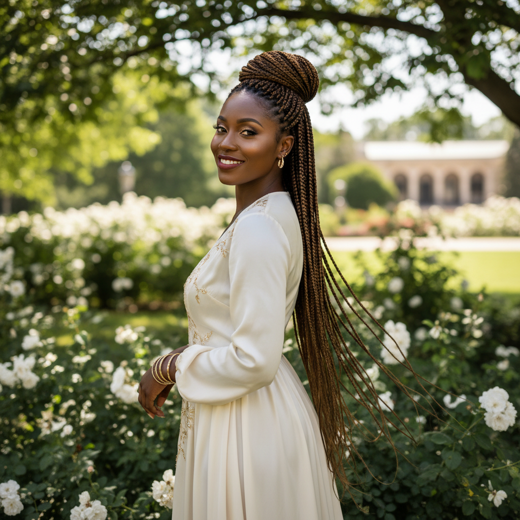 Black woman with protective style braids - Protective Style Routine