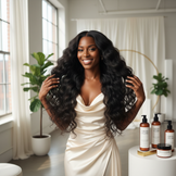 Black woman with long healthy hair - Hair Growth Routine