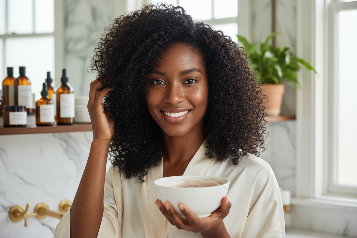 Confident Black woman with healthy natural hair - Homepage banner